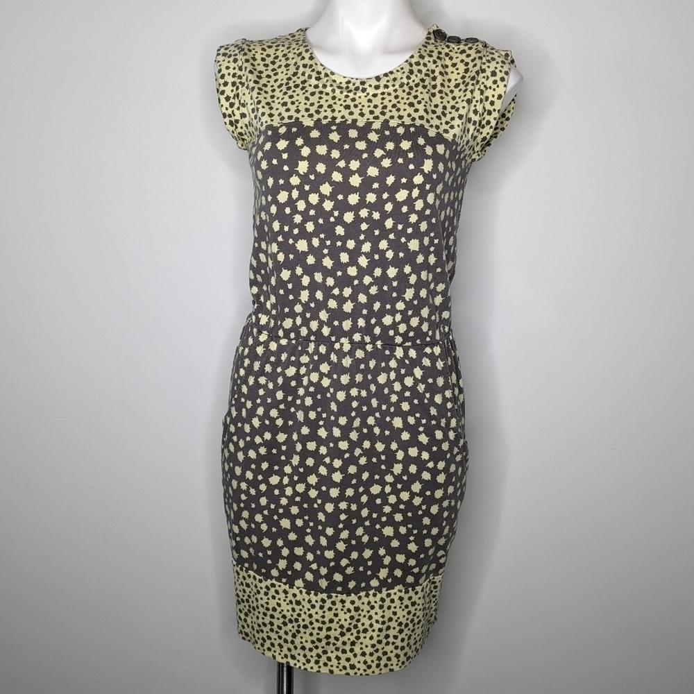 Boden yellow grey color block sleeveless knee length dress 4